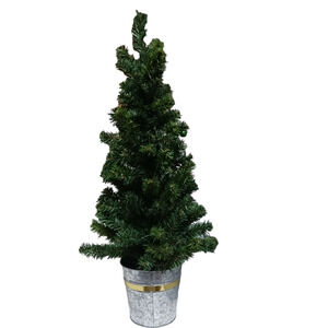 24” Retro Tabletop Christmas Tree Rustic Galvanized Bucket Vintage Holiday Décor
